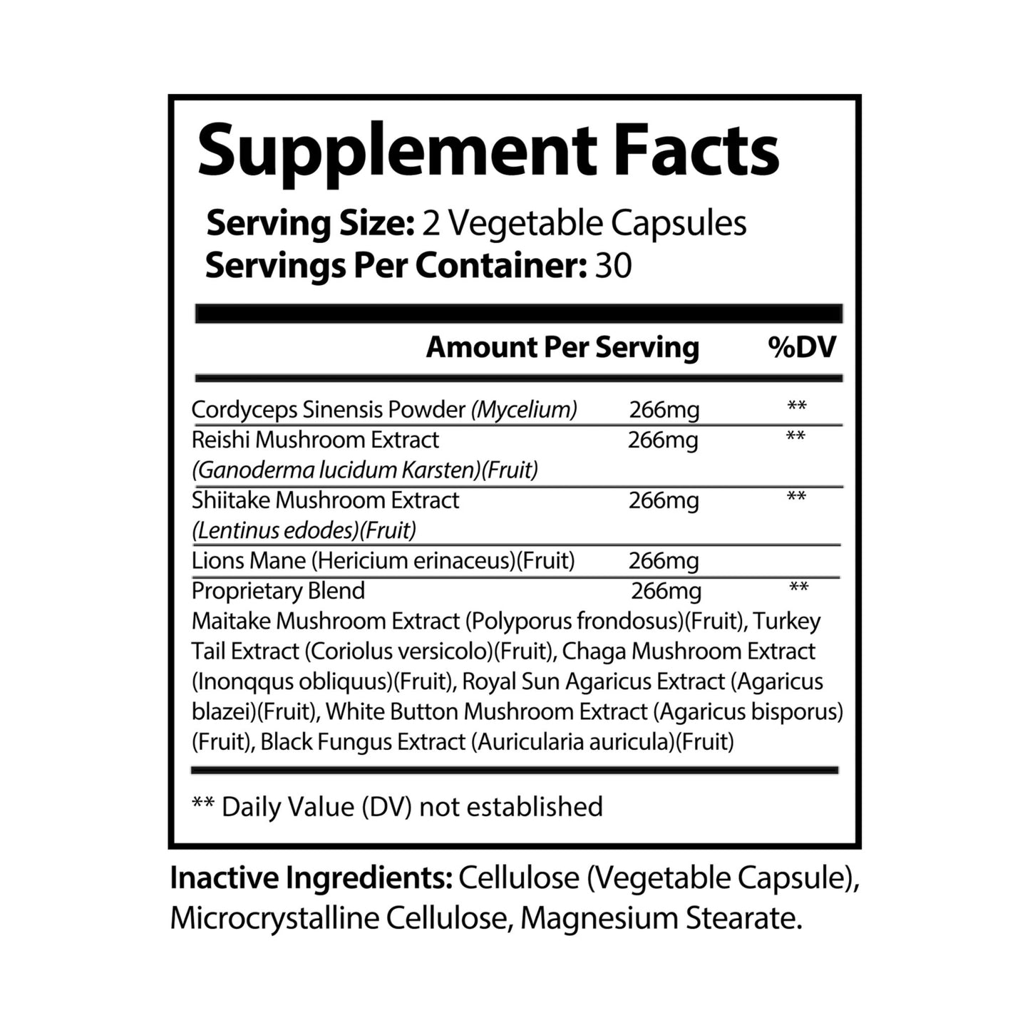GAELIC POWER Mushroom Blend Supplement (60 Capsules)